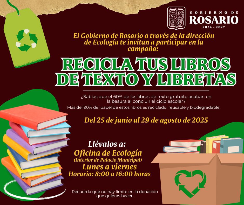 Vuelve campaña de reciclaje de libros de texto y libretas en Rosario