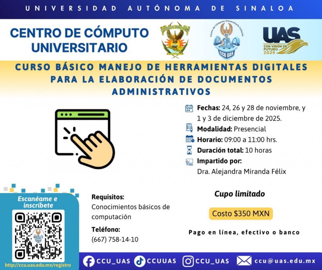 El Centro de Cómputo Universitario convoca a cursos con temas actuales y diversas modalidades para la comunidad rosalina y el público en general