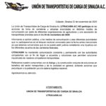 UTRACASIN se deslinda de bloqueos carreteros y afirma que no participará en la jornada del 24 de noviembre