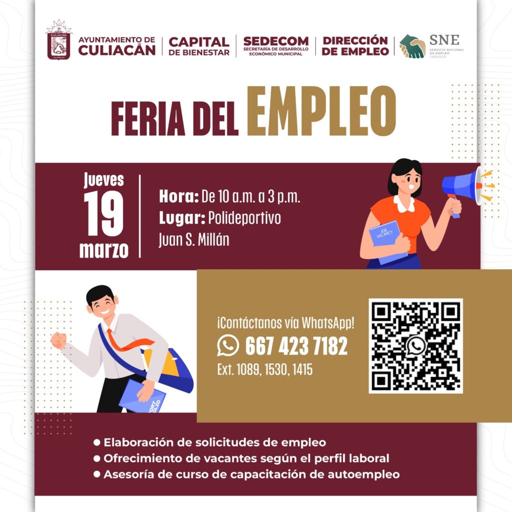 Ayuntamiento de Culiacán y SNE anuncian Gran Feria de Empleo con oportunidades para todos