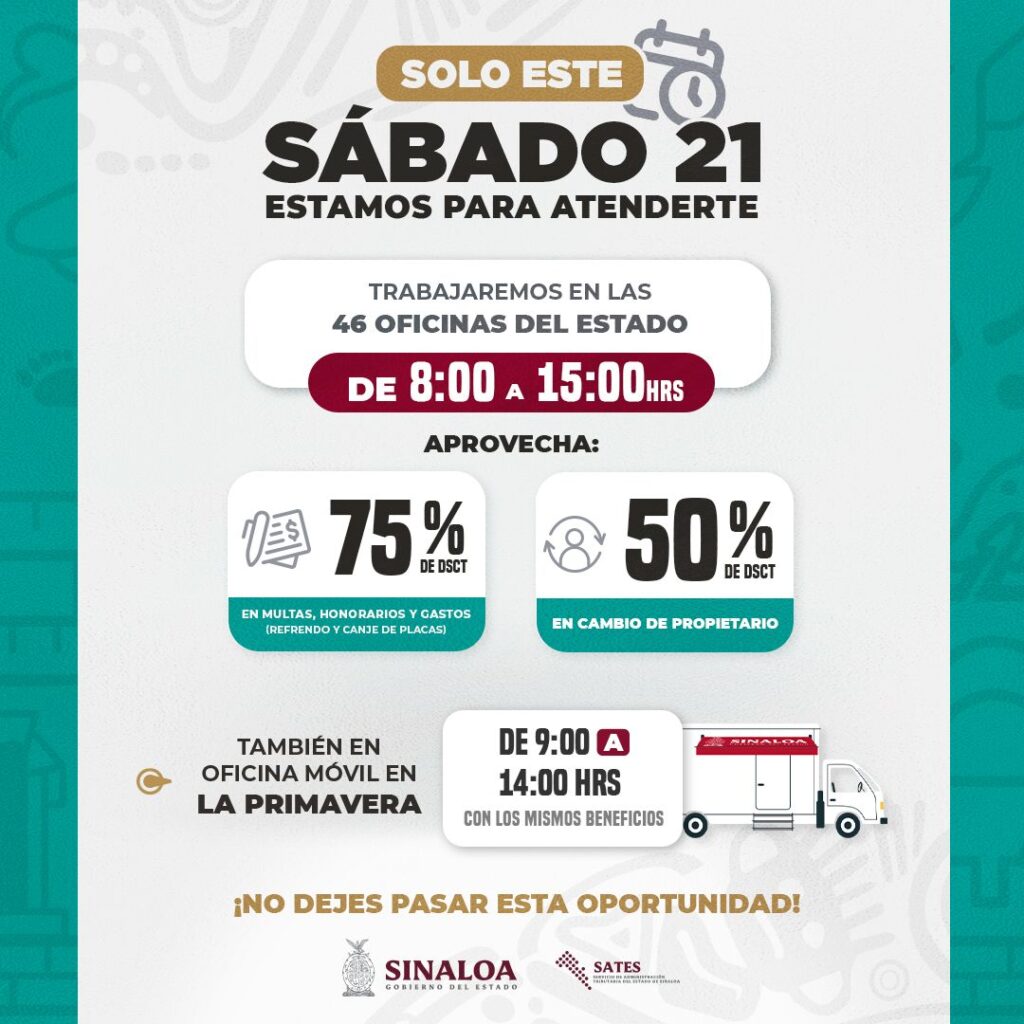 ¡Solo este sábado, gran oportunidad para regularizarte con grandes descuentos del SATES de hasta un 75%!