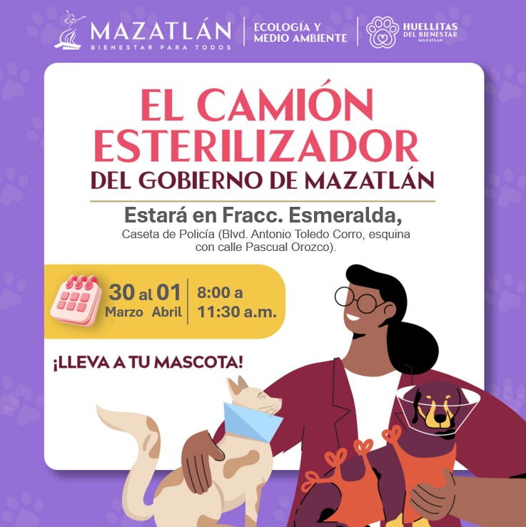 Gobierno de Mazatlán acercará jornada gratuita de esterilización al fraccionamiento Esmeralda
