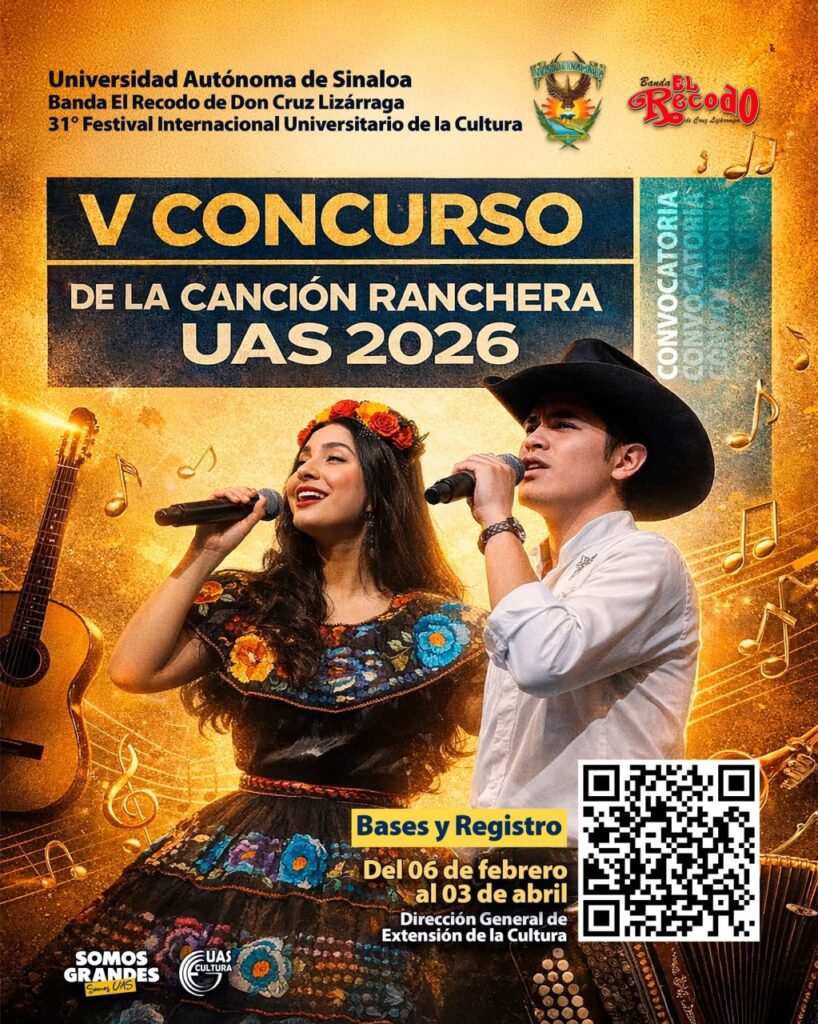 La UAS convoca a compositores y estudiantes sinaloenses a los concursos de Canción Ranchera e Inédita 2026, sumando esfuerzos con Banda El Recodo