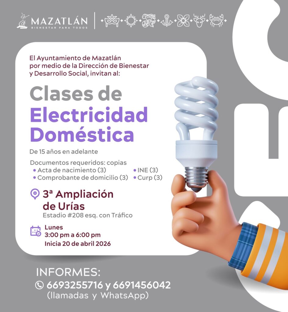 Impulsa Gobierno de Mazatlán el autoempleo con Curso de Electricidad Doméstica