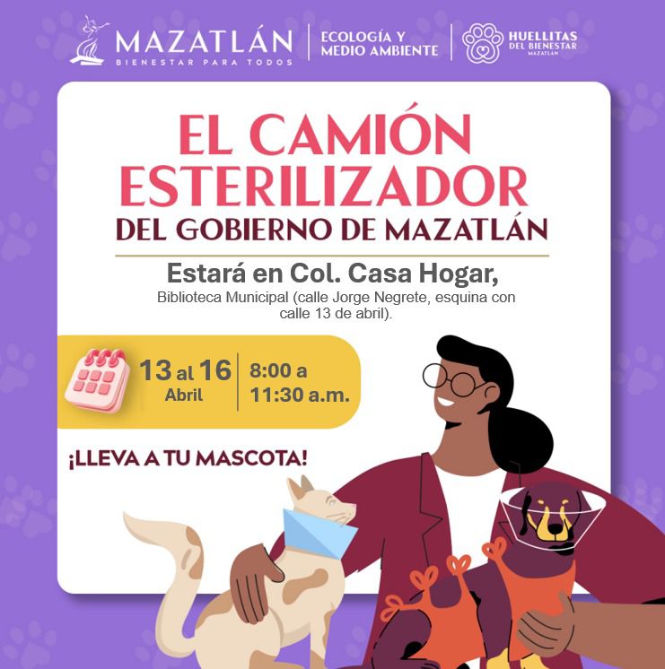 Acercará Gobierno de Mazatlán jornadas gratuitas de esterilización a la colonia Casa Hogar
