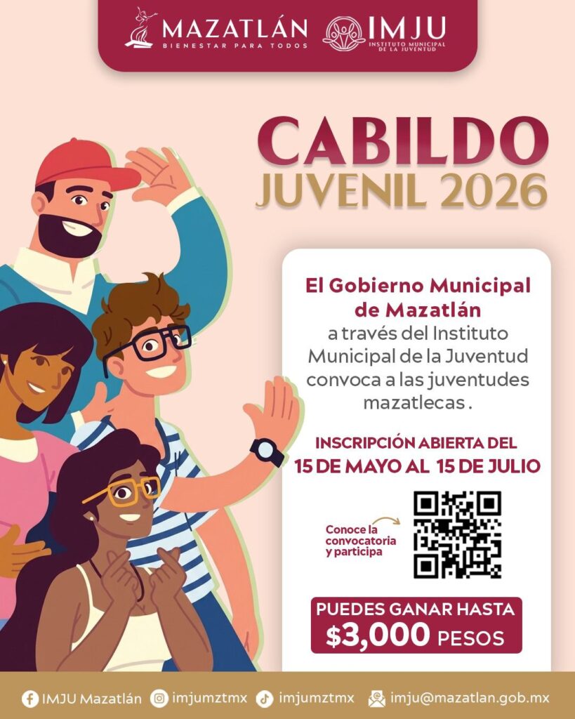 Convocan a jóvenes mazatlecos a formar parte del Cabildo Juvenil 2026