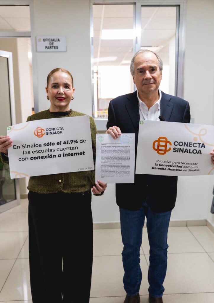 Sergio Esquer y Elizabeth Montoya presentan iniciativa CONECTA SINALOA para garantizar internet a estudiantes sinaloenses.