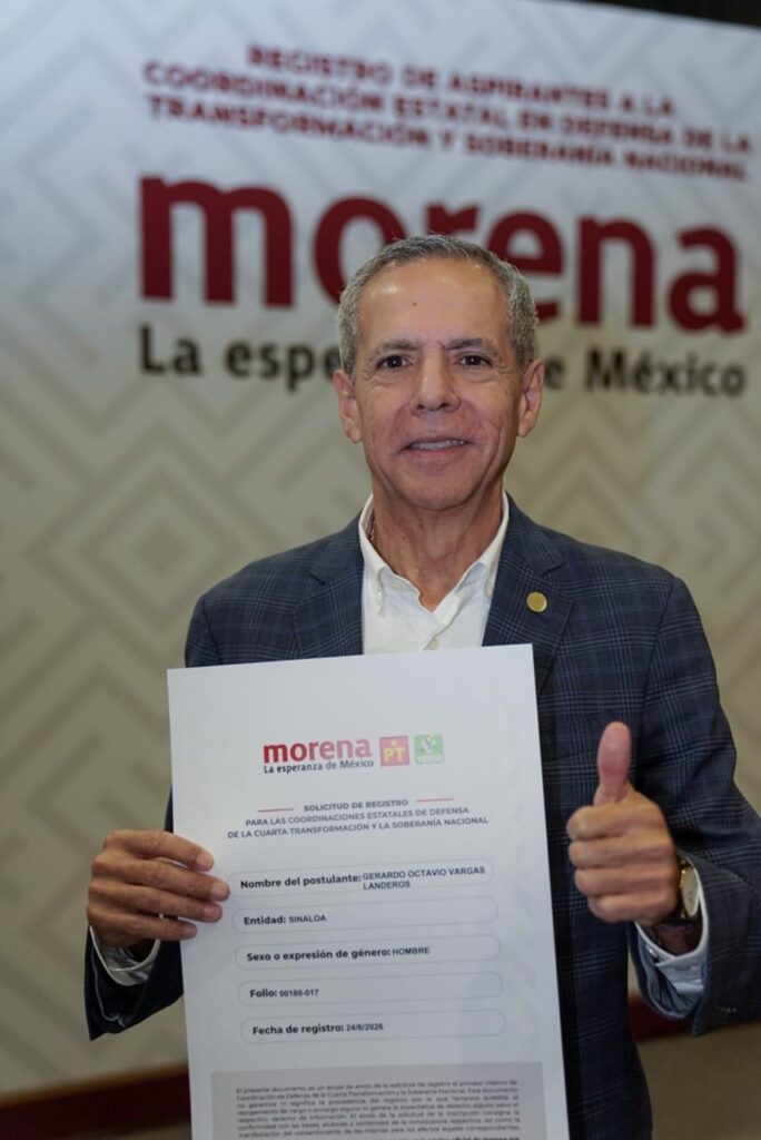 Gerardo Vargas formaliza su registro en Morena con un llamado a la unidad y al fortalecimiento de la transformación en Sinaloa