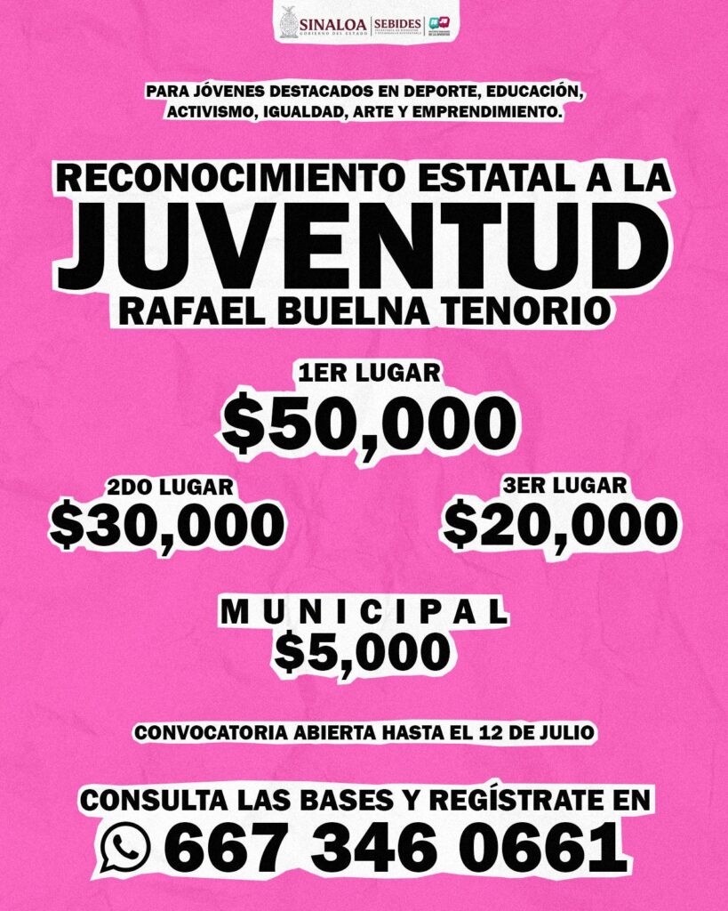 ¡Hasta $185,000 en premios! Sinaloa reconocerá a sus jóvenes más destacados y tú podrías ser uno de ellos