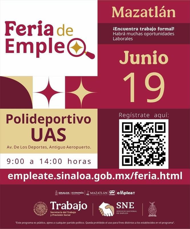 Invitan a participar en la Feria del Empleo que se realizará en Mazatlán