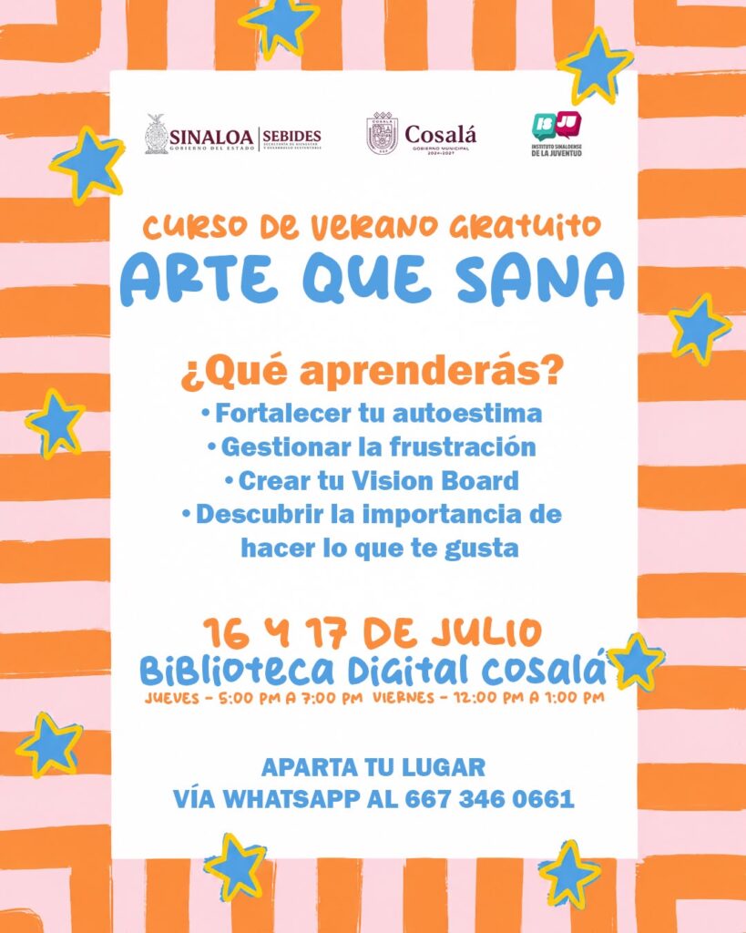 ¡Más de 6 mil jóvenes beneficiados en Sinaloa! Impulsan la salud mental con taller gratuito “El arte que sana” en Cosalá