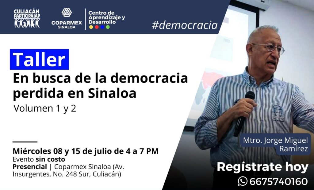 Invitan a fortalecer la sociedad civil y recuperar la democracia con un taller en Culiacán