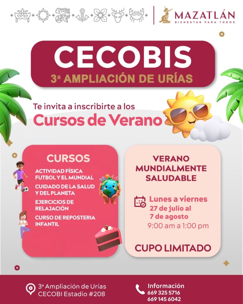 Gobierno de Mazatlán abre inscripciones para los cursos de verano en los CECOBIS