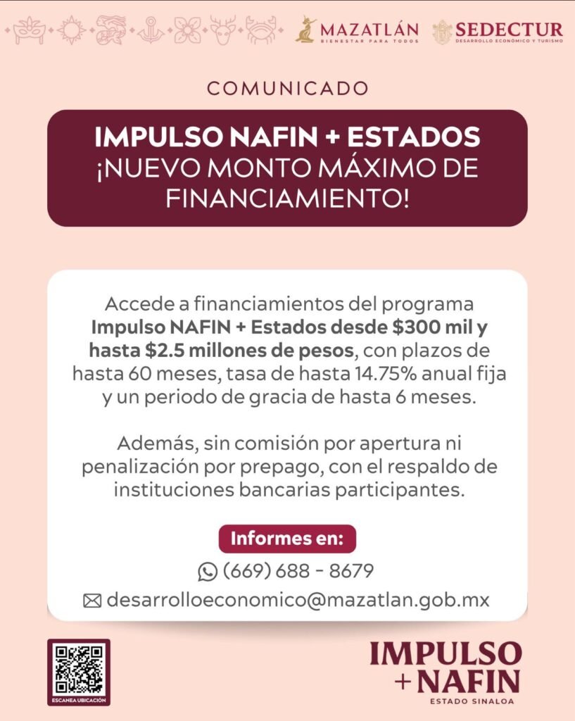 Incrementa a 2.5 millones de pesos el monto máximo de créditos del programa Impulso NAFIN + Estados