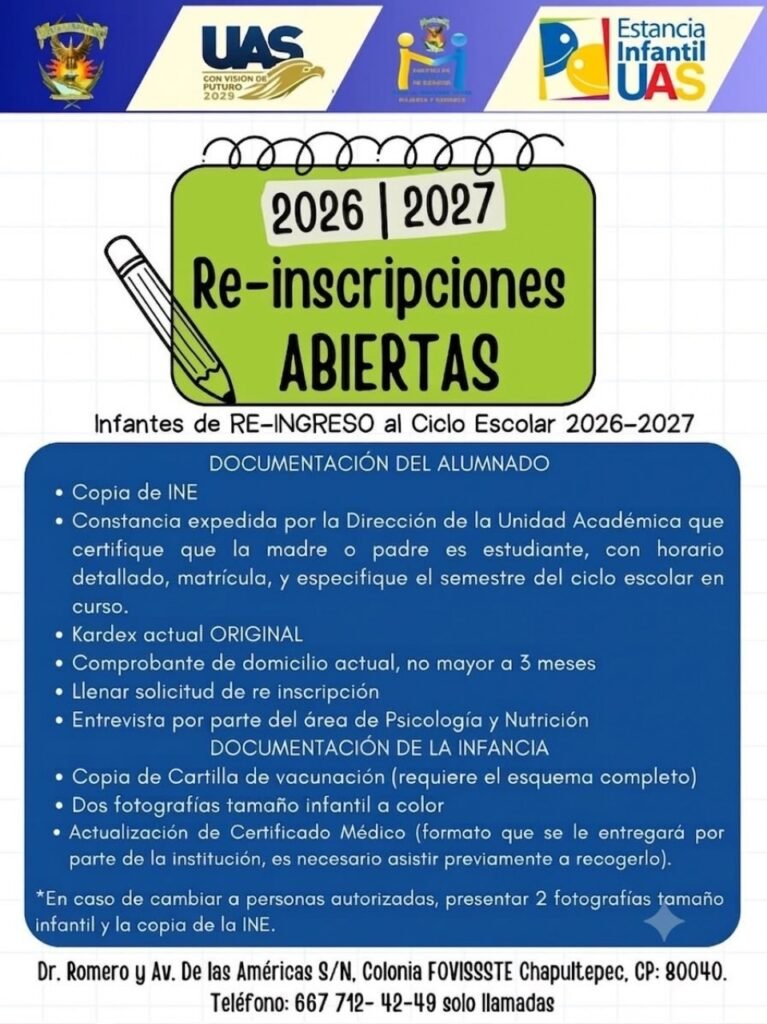 Abren inscripciones para la Estancia Infantil de la UAS, un respaldo gratuito para madres y padres estudiantes, con perspectiva de género y sentido humanista