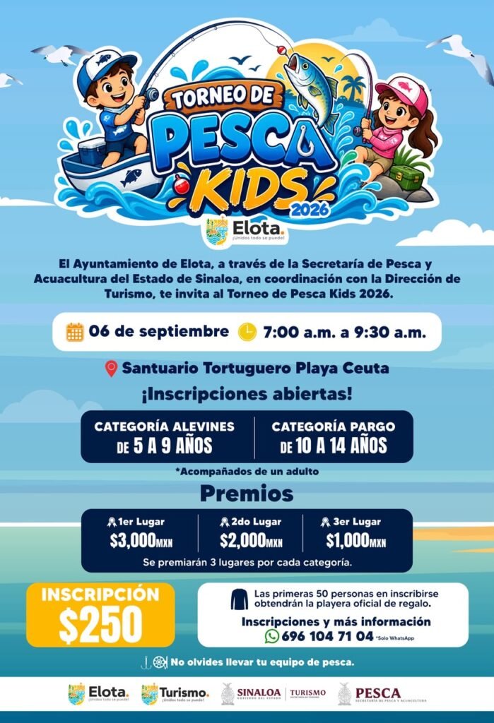Elota se prepara para la segunda edición del Torneo de Pesca Kids 2026