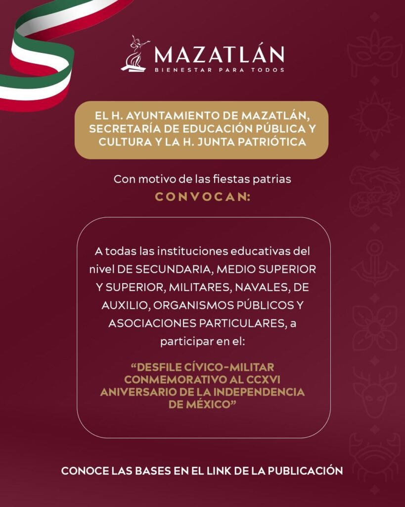 Convocan a participar en el Desfile Cívico-Militar por la Independencia de México