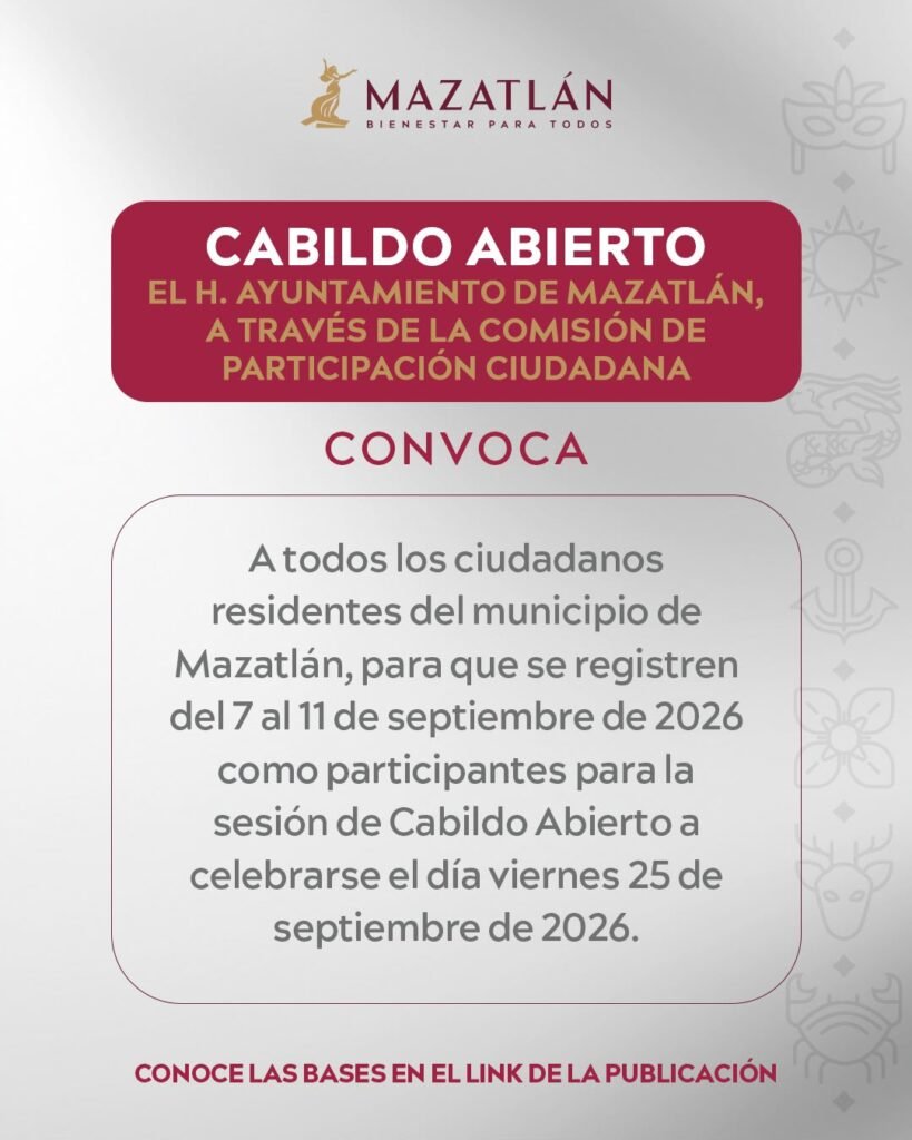 yuntamiento de Mazatlán convoca a la ciudadanía a presentar propuestas en Cabildo Abierto