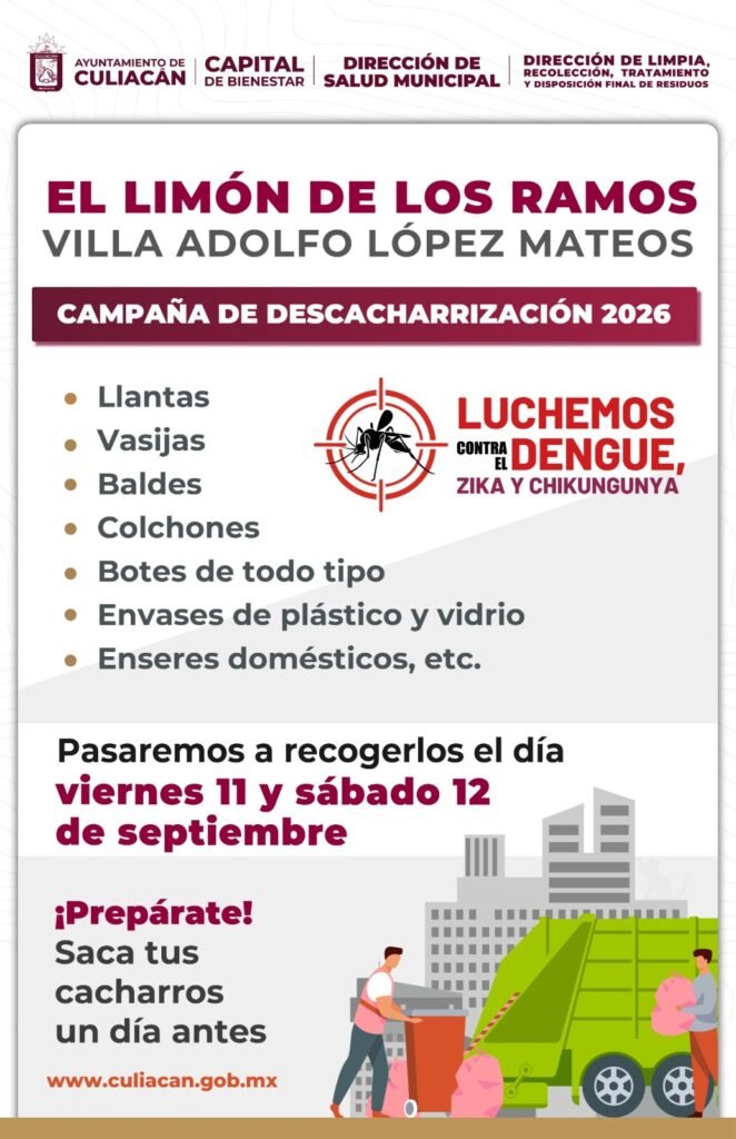 Llevará Ayuntamiento campaña de descacharrización a El Limón de los Ramos y Villa Adolfo López Mateos