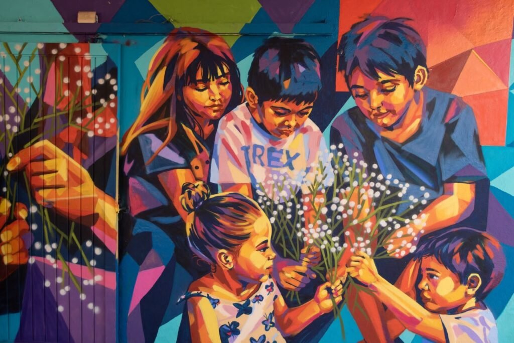 Todo florece con amor, el mural donde niñas y niños son protagonistas