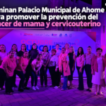 Iluminan Palacio Municipal de Ahome para promover la prevención del cáncer de mama y cervicouterino