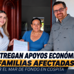 Entregan apoyos económicos a familias afectadas por el mar de fondo en Cospita