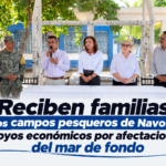 Reciben familias de los campos pesqueros de Navolato apoyos económicos por afectaciones del mar de fondo