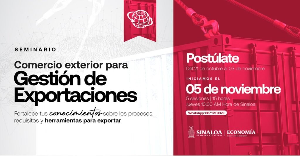 Invita Secretaría de Economía a seminario “Comercio Exterior para Gestión de Exportaciones 2026”
