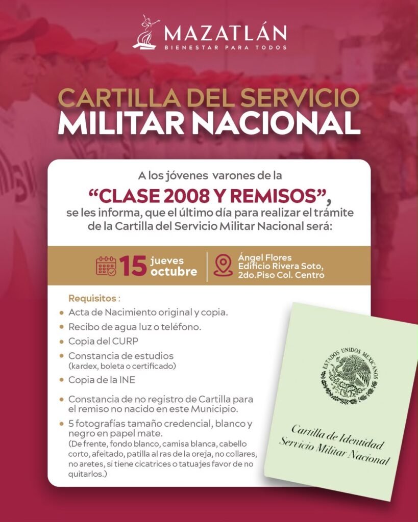 No te quedes sin tu Cartilla del Servicio Militar Nacional; estás a tiempo